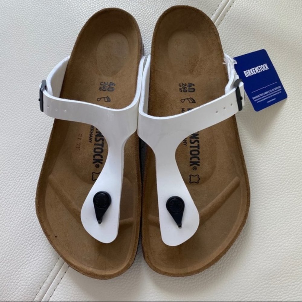 Birkenstock White Patent Leather Gizeh Sandals-NWT - Picture 4 of 8